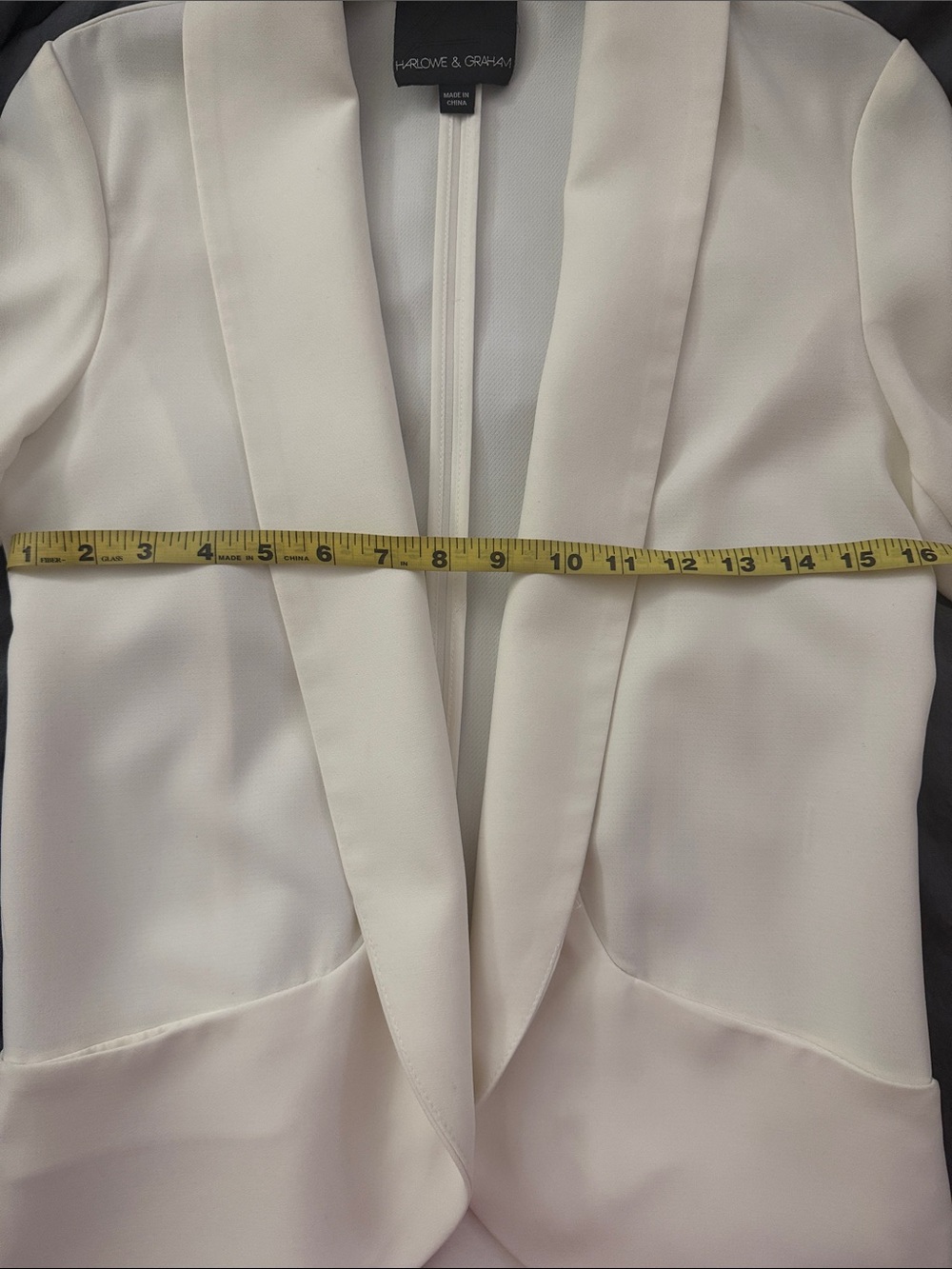 Harlowe & Graham Ivory Draped Open-Front Blazer - Picture 6 of 8